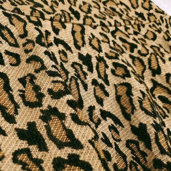 Free People Cheetah Chenille Mini Skater Skirt Sz 4 Brown Jacquard Leopard Y2K - Picture 5 of 10